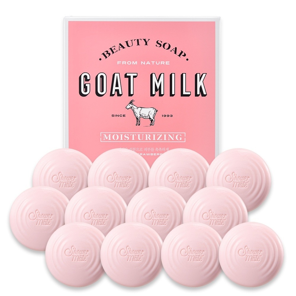 Shower Mate Goat Milk Moisturizing Beauty Soap Strawberry Pink Bar Soap 12 Pack